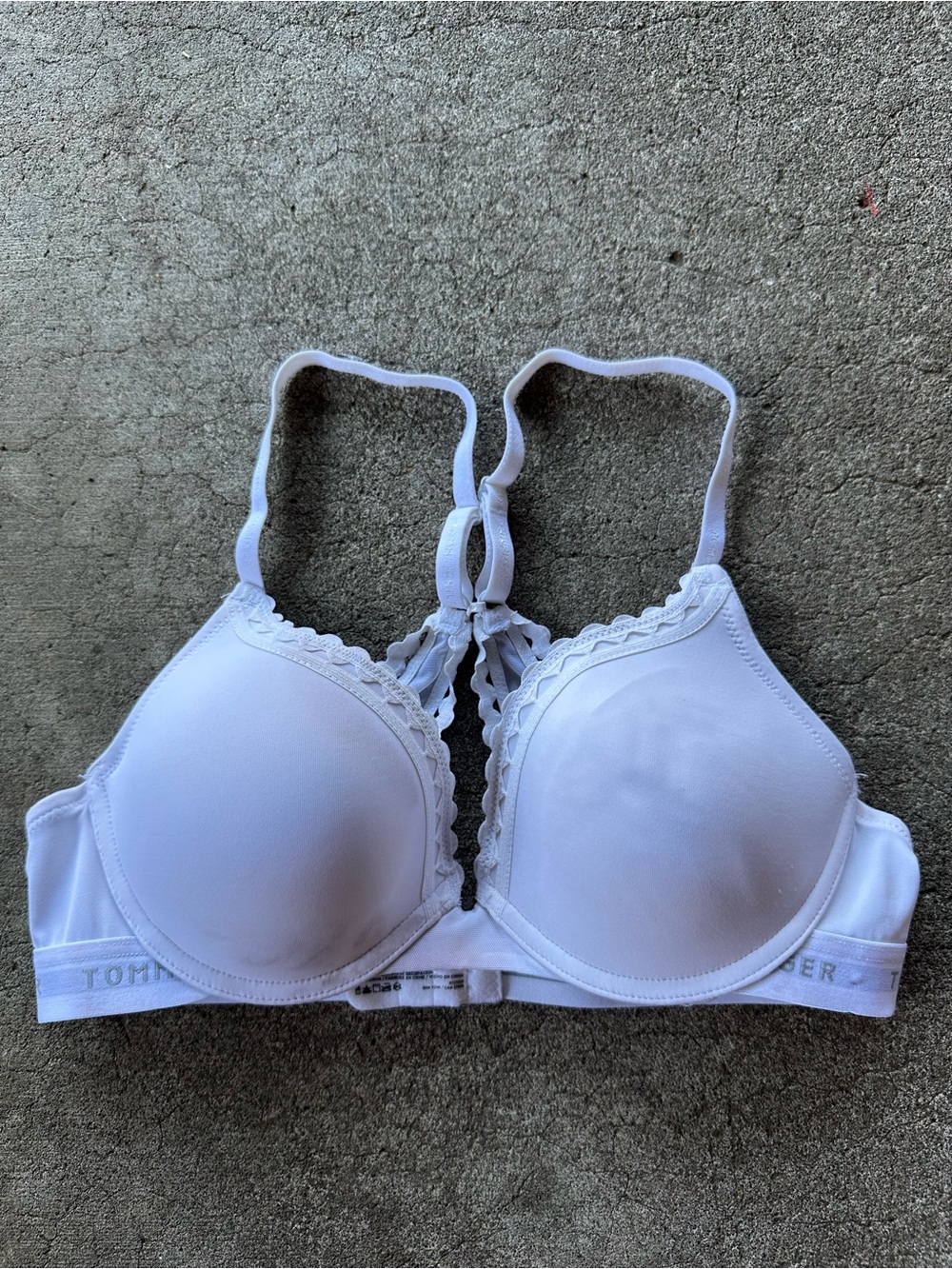 Tommy Hilfiger White Lace-Trim Racerback T-Shirt Bra